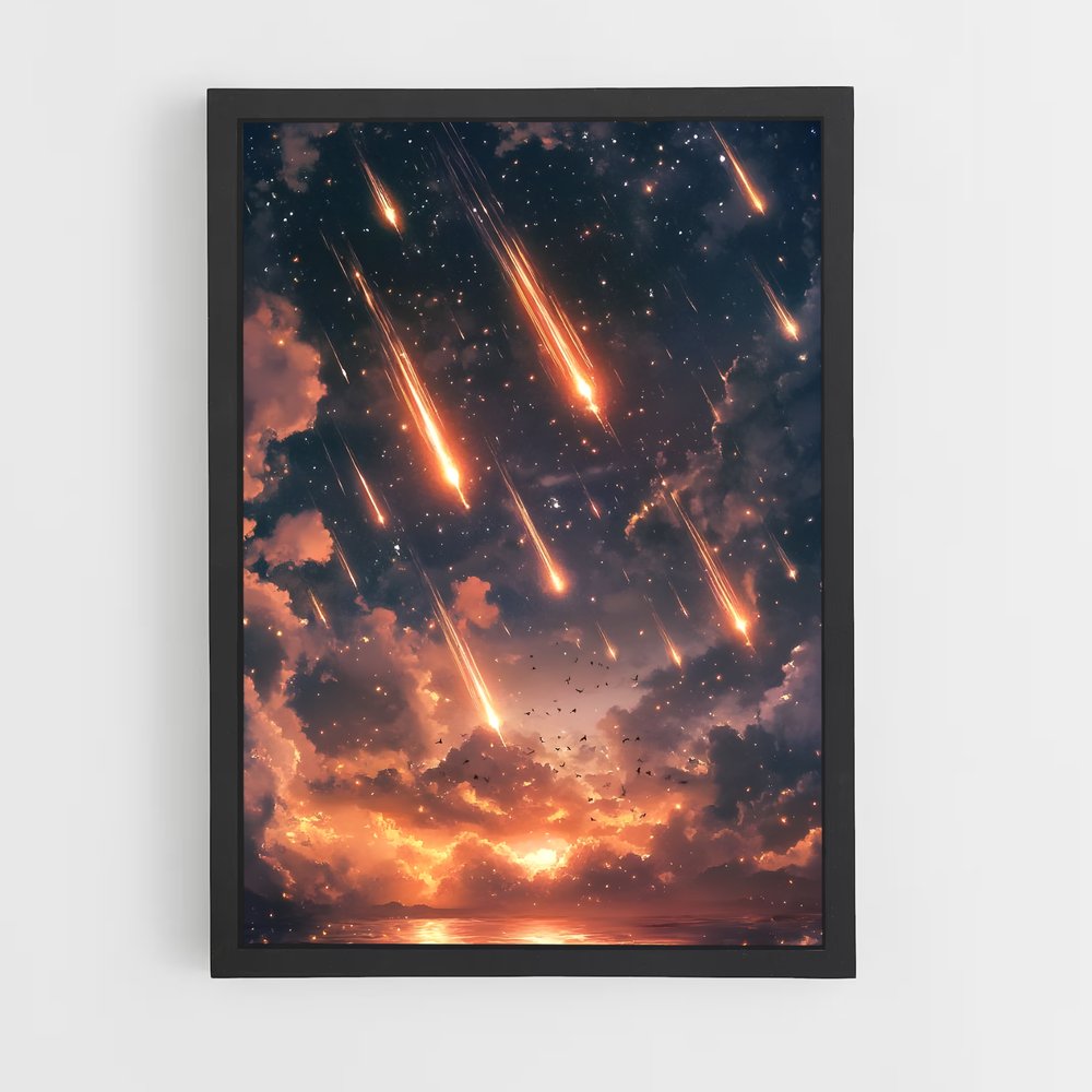 Poster superbe chute de météorites – affiche Univers (vue 2)